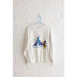 Vintage Walt Disney World White Mickey Crewneck Women’s L Sweatshirt